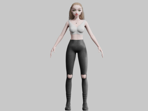 Cute Standard Woman V22004 3D Model