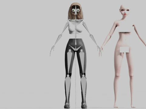 Cute Standard Woman V22004 3D Model