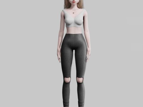 Cute Standard Woman V22004 3D Model