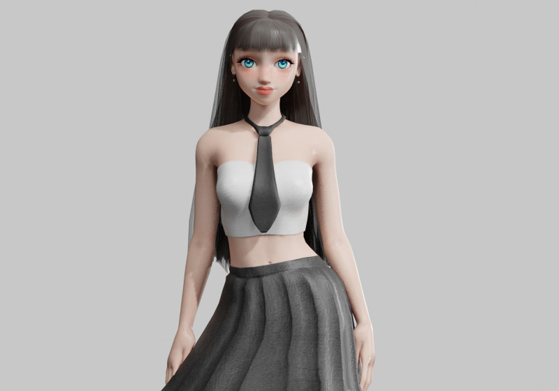 Cute stylized woman V23542 Model 3D .c4d .max .obj .3ds .fbx .stl .blend