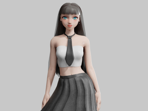 Cute stylized woman V23542 Model 3D