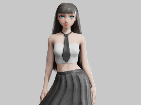 귀여운 양식화된 여성 V23542 3D 모델