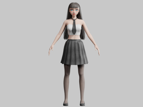 Cute stylized woman V23542 Model 3D