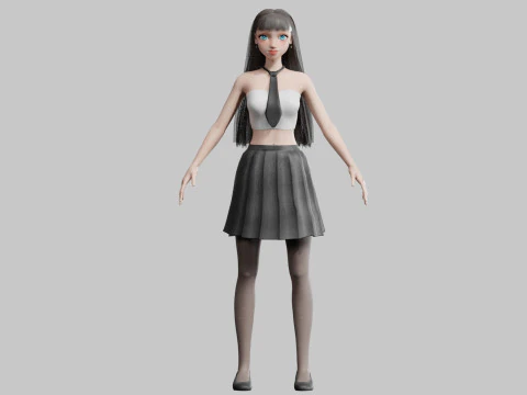 Cute stylized woman V23542 3D Model