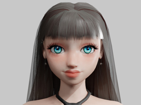 Cute stylized woman V23542 Model 3D