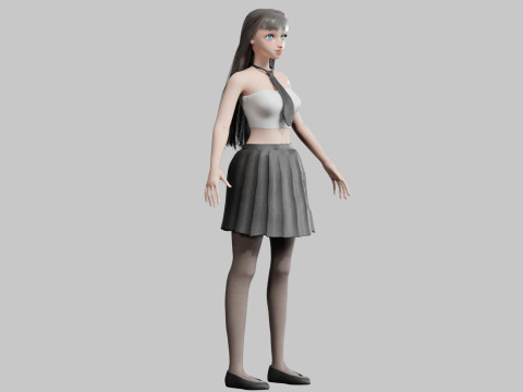 Cute stylized woman V23542 Model 3D