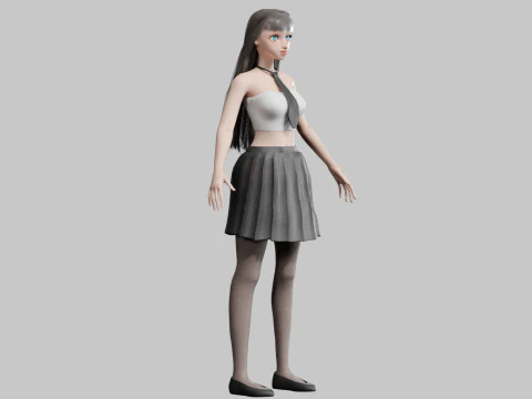 Cute stylized woman V23542 3D Model