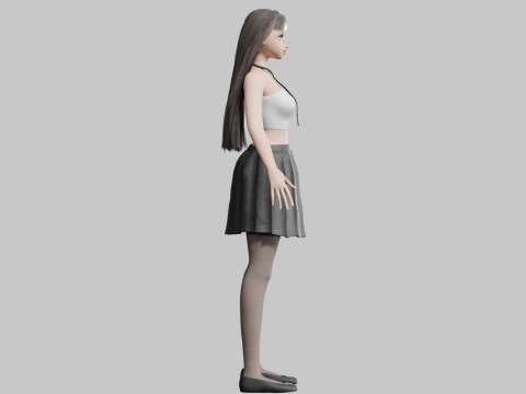 Cute stylized woman V23542 Model 3D