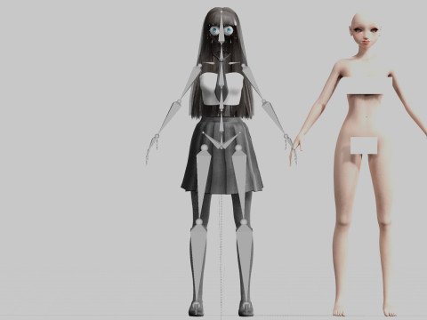 Cute stylized woman V23542 Model 3D