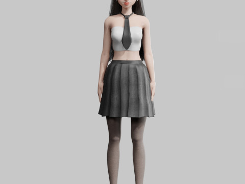Cute stylized woman V23542 Model 3D