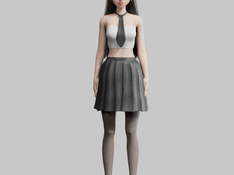 Cute stylized woman V23542 3D Model