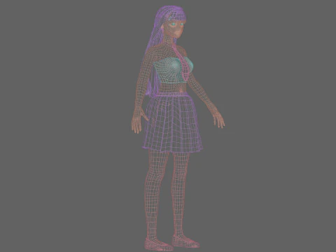 Cute stylized woman V23542 3D Model