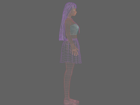 Cute stylized woman V23542 Model 3D