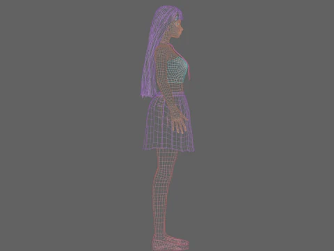 Cute stylized woman V23542 3D Model