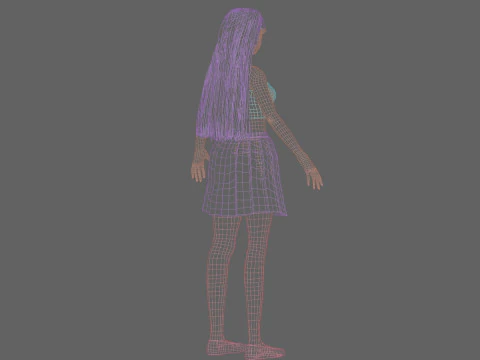 Cute stylized woman V23542 3D Model