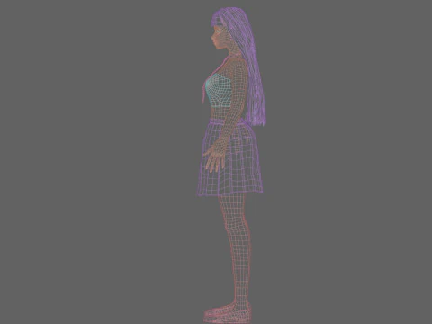 Cute stylized woman V23542 3D Model