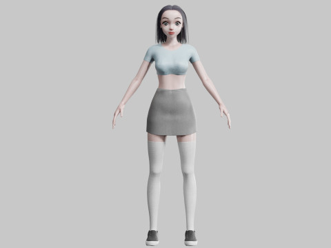 Cute Young Woman V22804 3D-Modell