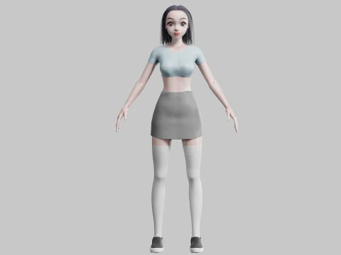Cute Young Woman V22804 3D Model