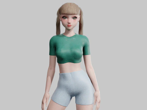 Mulher bem b&aacute;sica V20448 Modelo 3D