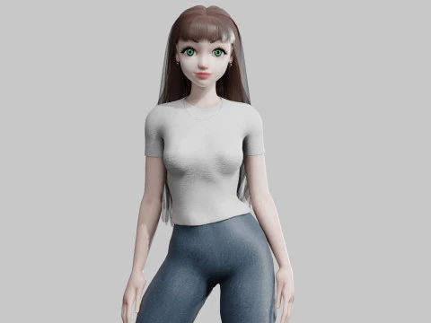 Pretty Cartoon woman V27591 3D Model