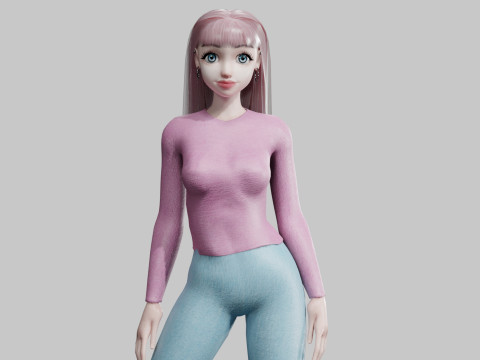 Pretty cool woman V23488 3D Model