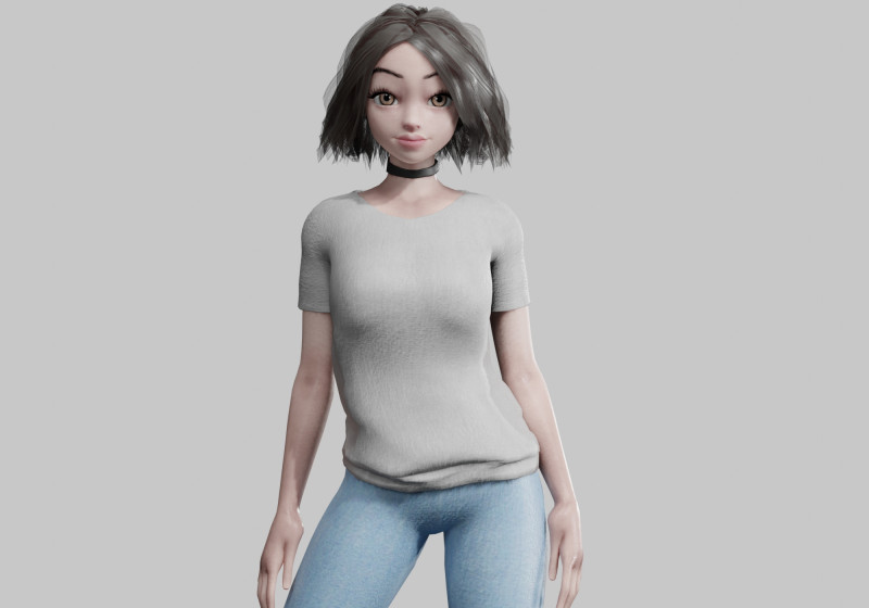 Pretty stylized woman V25517 3D Model .c4d .max .obj .3ds .fbx .stl .blend