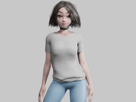 Pretty stylized woman V25517 3D Модель