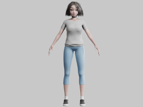 Pretty stylized woman V25517 3D Model