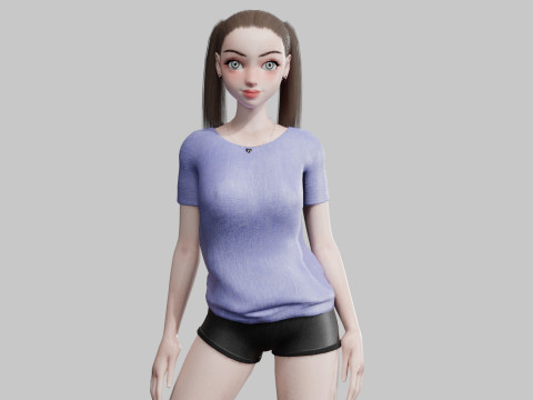 Stylized cute Woman V17009 3D-Modell