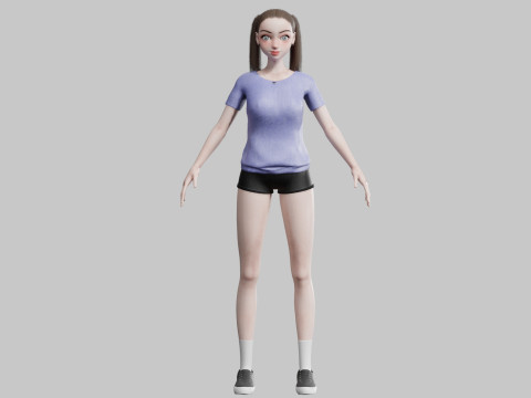 Stylized cute Woman V17009 3D Модель