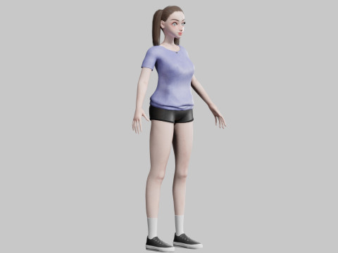 Stylized cute Woman V17009 3D Модель