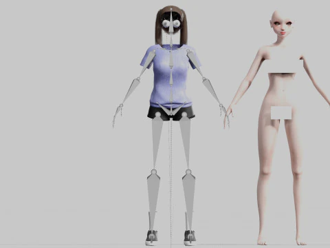 Stylized cute Woman V17009 3D Model