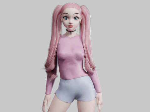 Young cute Woman V23758 3D Model
