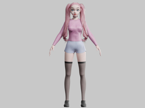 Young cute Woman V23758 3D-Modell