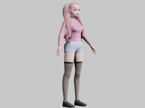Young cute Woman V23758 3D Model