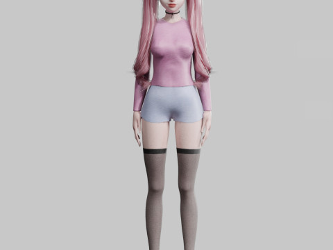 Young cute Woman V23758 3D-Modell