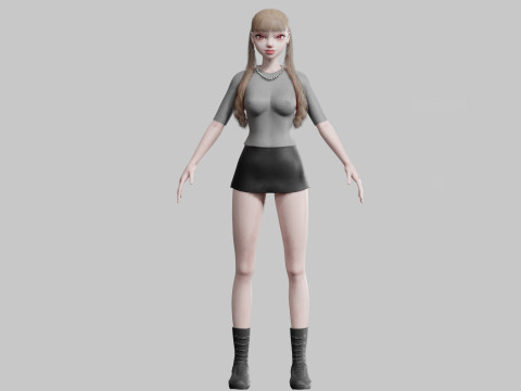 Basic cool woman V31616 3D Model