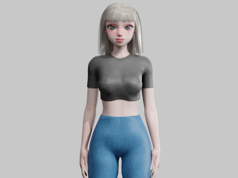 Mulher fofa b&aacute;sica V26861 Modelo 3D