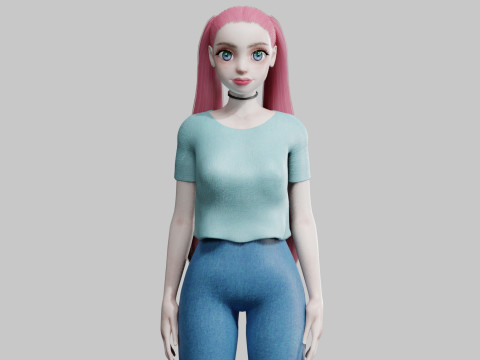 Beautiful cute Woman V22727 3D Model