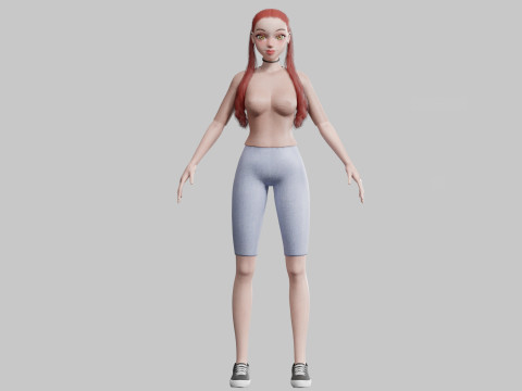 Cartoon cute Woman V26087 3D Model