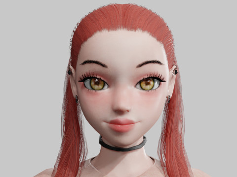 Cartoon cute Woman V26087 3D Model