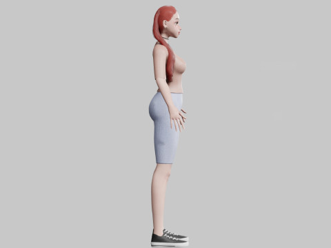 Cartoon cute Woman V26087 3D Model
