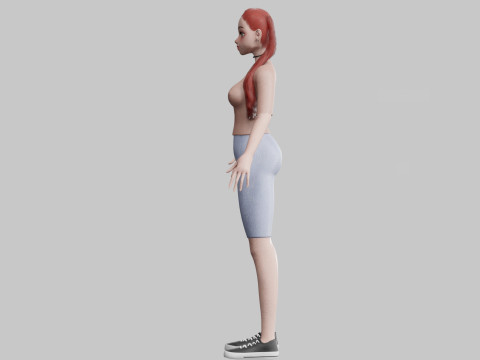 Cartoon cute Woman V26087 3D Model