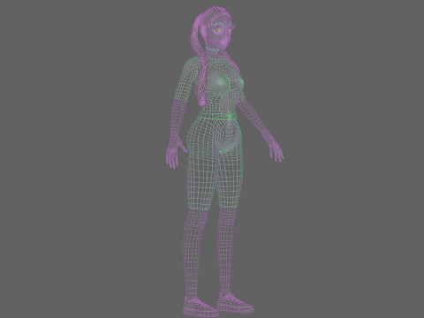 Cartoon cute Woman V26087 3D Model