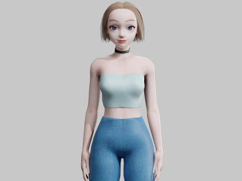Cute Beautiful woman V27450 3D 모델