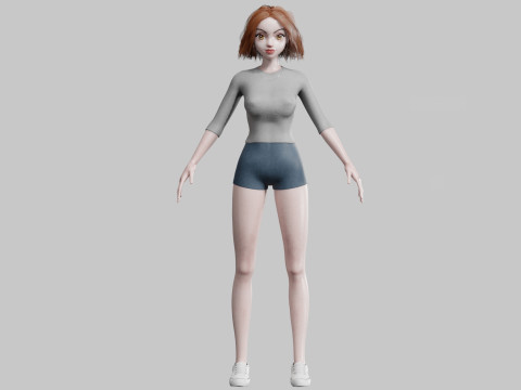 Pretty Basic Woman V32688 3D 모델