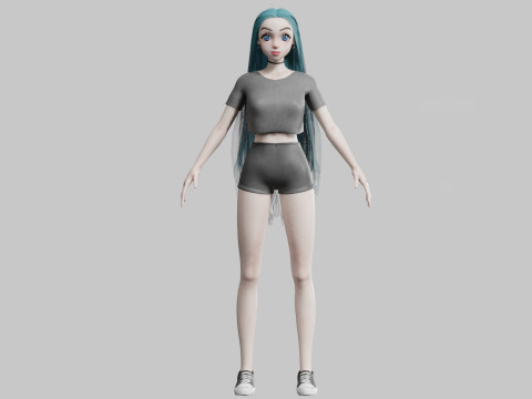 Pretty Cartoon woman V30959 3Dモデル