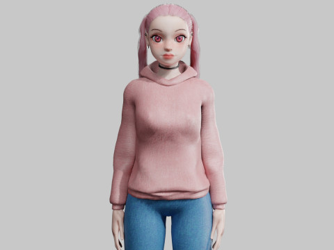 Pretty stylized woman V23669 3D Model
