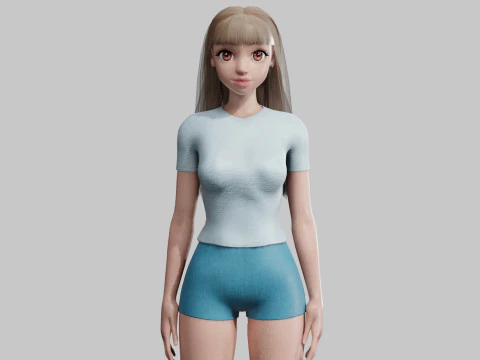 Standard cute Woman V28924 3D Model
