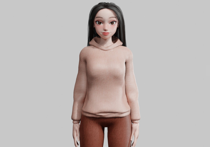 Young cute Woman V31834 3D 모델 .c4d .max .obj .3ds .fbx .stl .blend